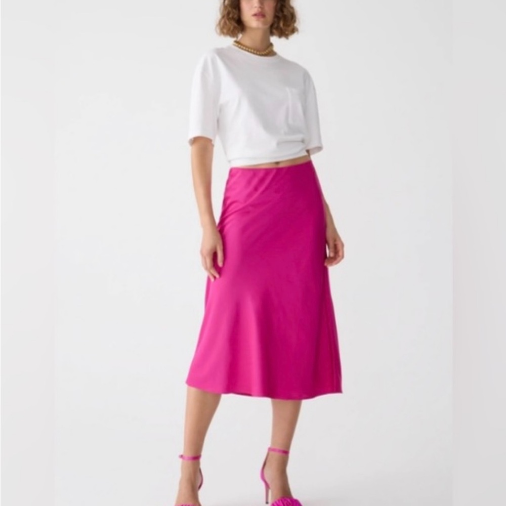 J. Crew Vibrant Pink Midi Skirt